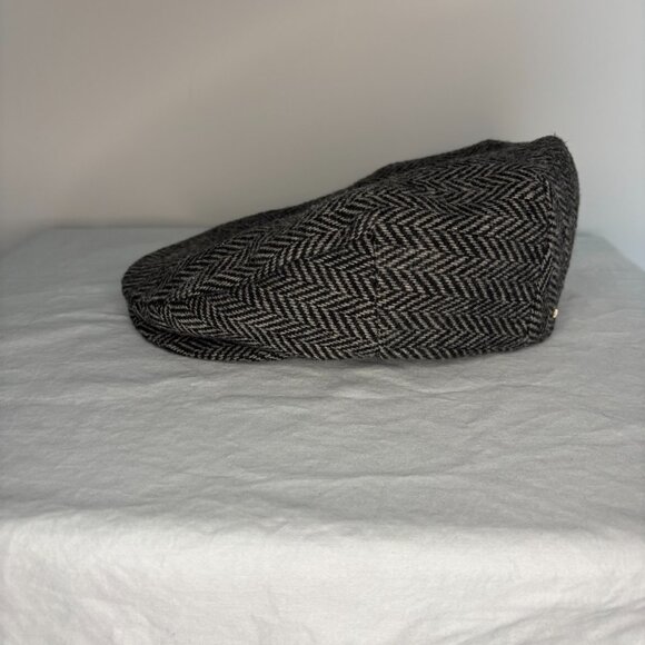 STETSON Wool Blend Flat Cap Mens M Black Gray - Picture 3 of 9